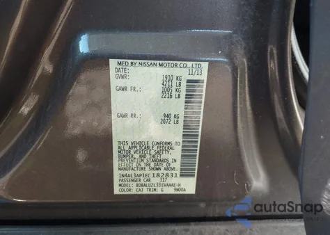 2014 Nissan Altima 2.5 Sv z USA, uszkodzony, nr VIN 1N4AL3AP1EC182831